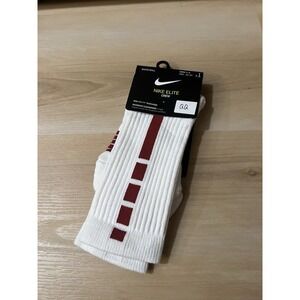 Nike Socks Elite Crew Basketball Size YTH 3Y-5Y WMN 4-6 White Red SX7622-102